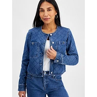 Petite Quilted Denim Jacket