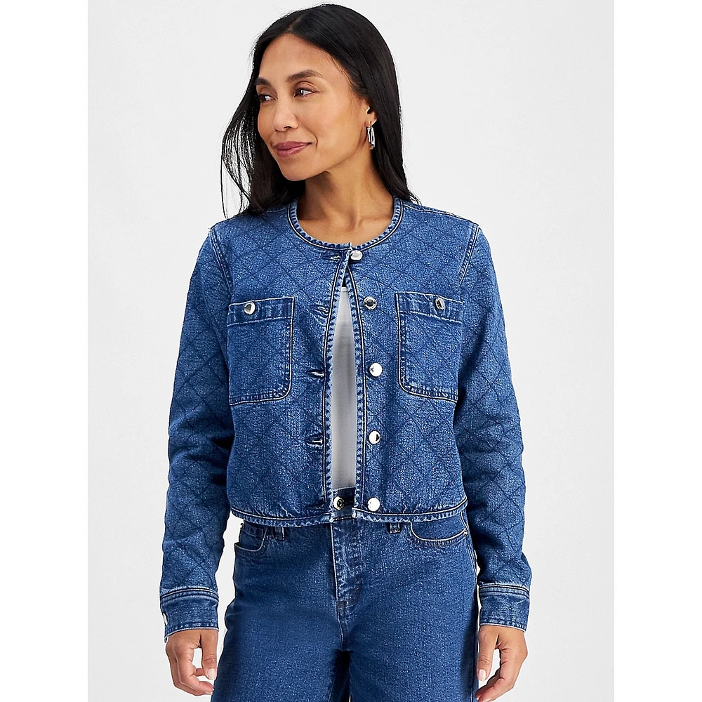 Petite Quilted Denim Jacket