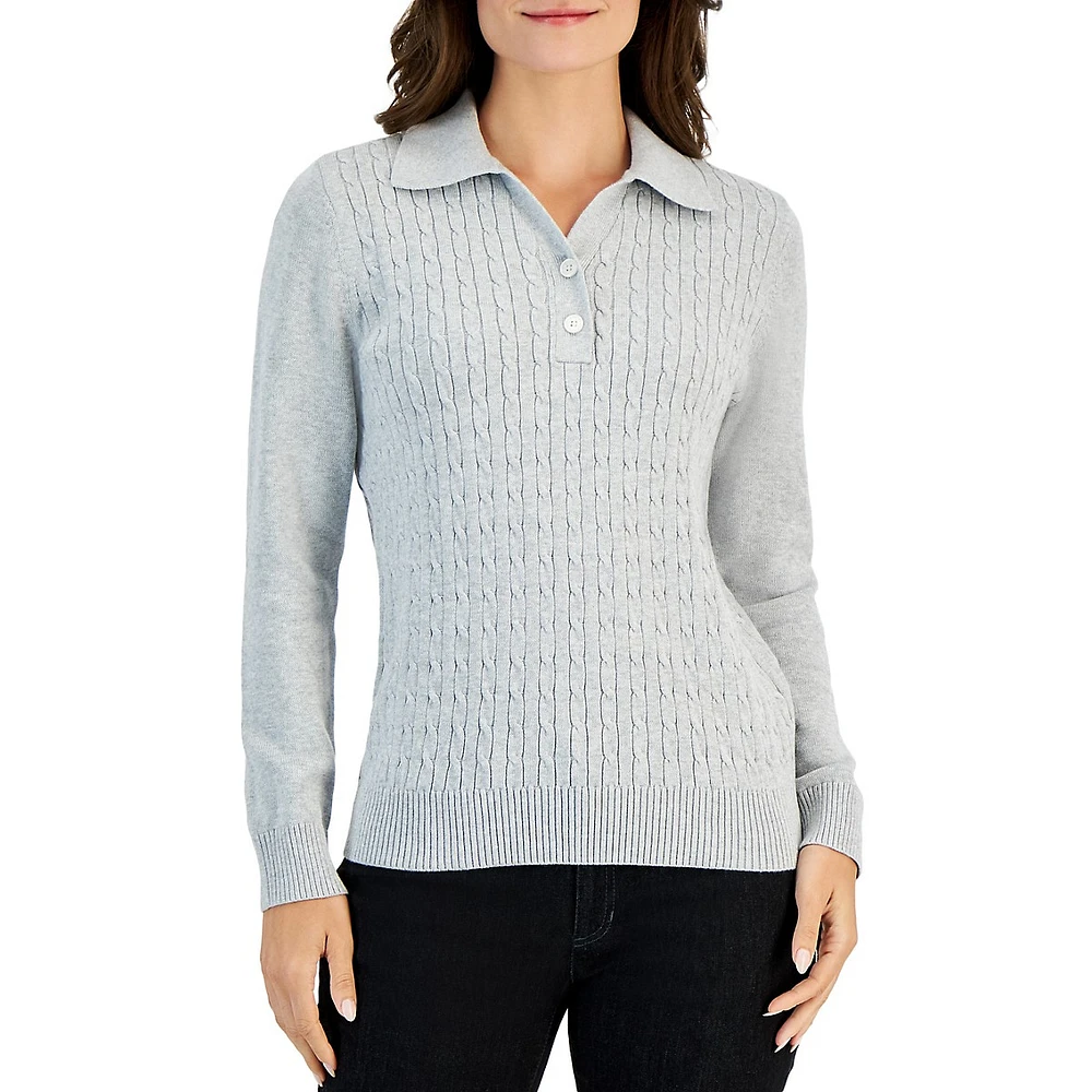 Collared Cable-Knit Sweater