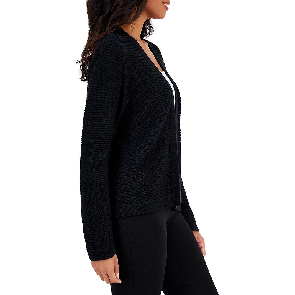 Textured-Knit Open-Front Cardigan