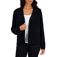 Textured-Knit Open-Front Cardigan