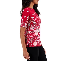 Elegant Garden Elbow-Sleeve Top