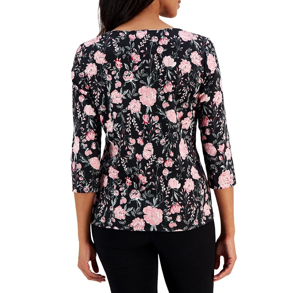 ​Elegant Gardenias 3/4-Sleeve Top