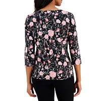 ​Elegant Gardenias 3/4-Sleeve Top