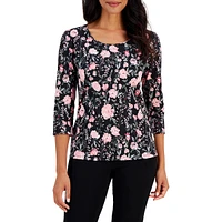 ​Elegant Gardenias 3/4-Sleeve Top