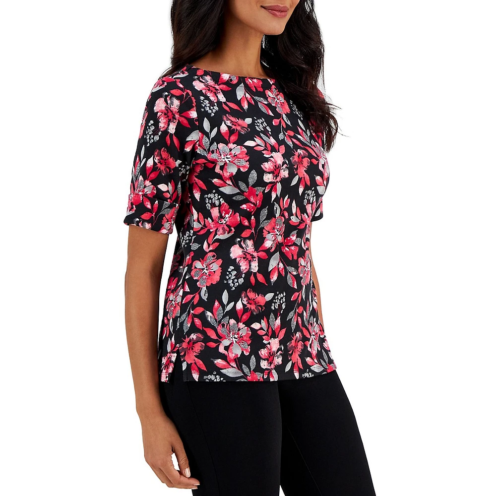 Gardenia Luxe Elbow-Sleeve Top