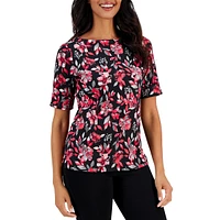 Gardenia Luxe Elbow-Sleeve Top