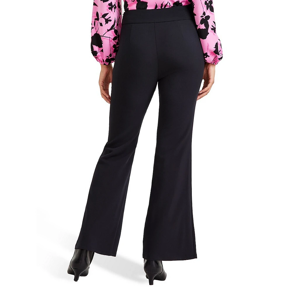 High-Rise Wide-Slit Flare-Leg Dress Pants