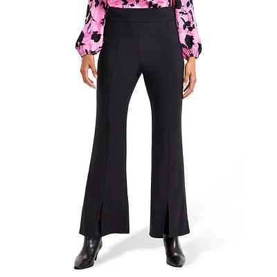 High-Rise Wide-Slit Flare-Leg Dress Pants