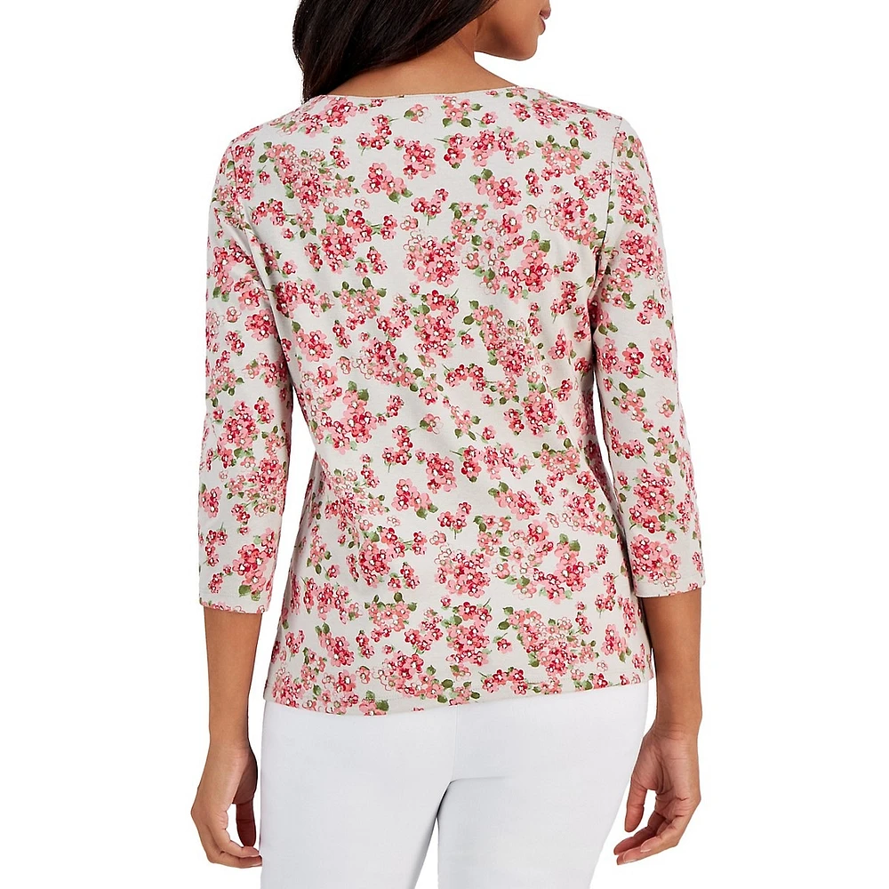 Trailing Terrace Cropped-Sleeve Top