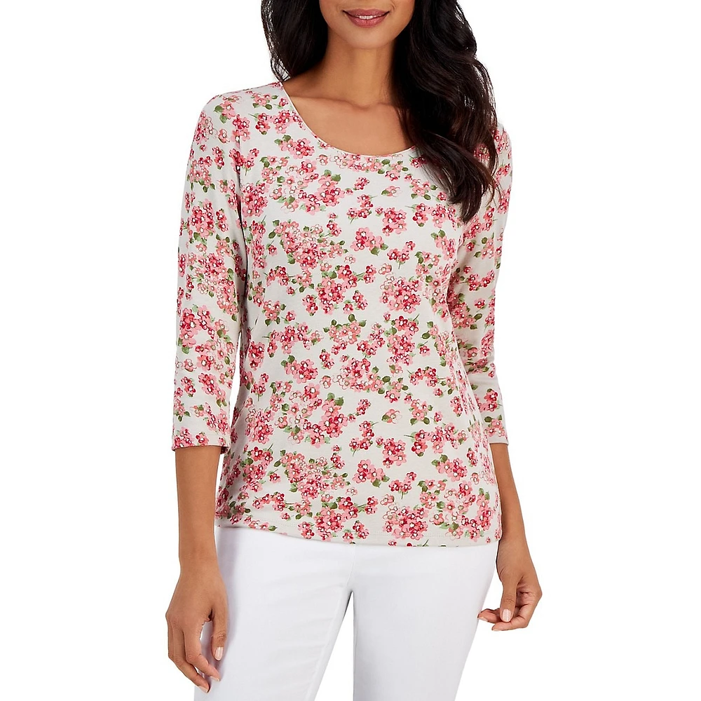 Trailing Terrace Cropped-Sleeve Top