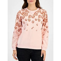 Petite Floral-Print Fleece Sweatshirt