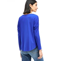 Cowl-Neck Satin-Front Top