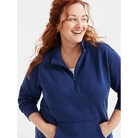 Plus Quarter-Zip Long Fleece Sweatshirt