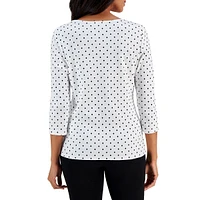 Petite Major Dot Cropped-Sleeve Top