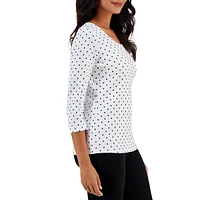 Petite Major Dot Cropped-Sleeve Top