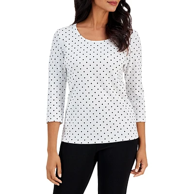 Petite Major Dot Cropped-Sleeve Top