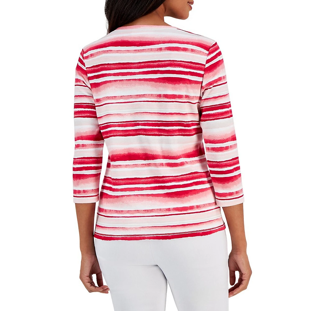 Petite Waterview Stripe Henley Top