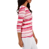 Petite Waterview Stripe Henley Top