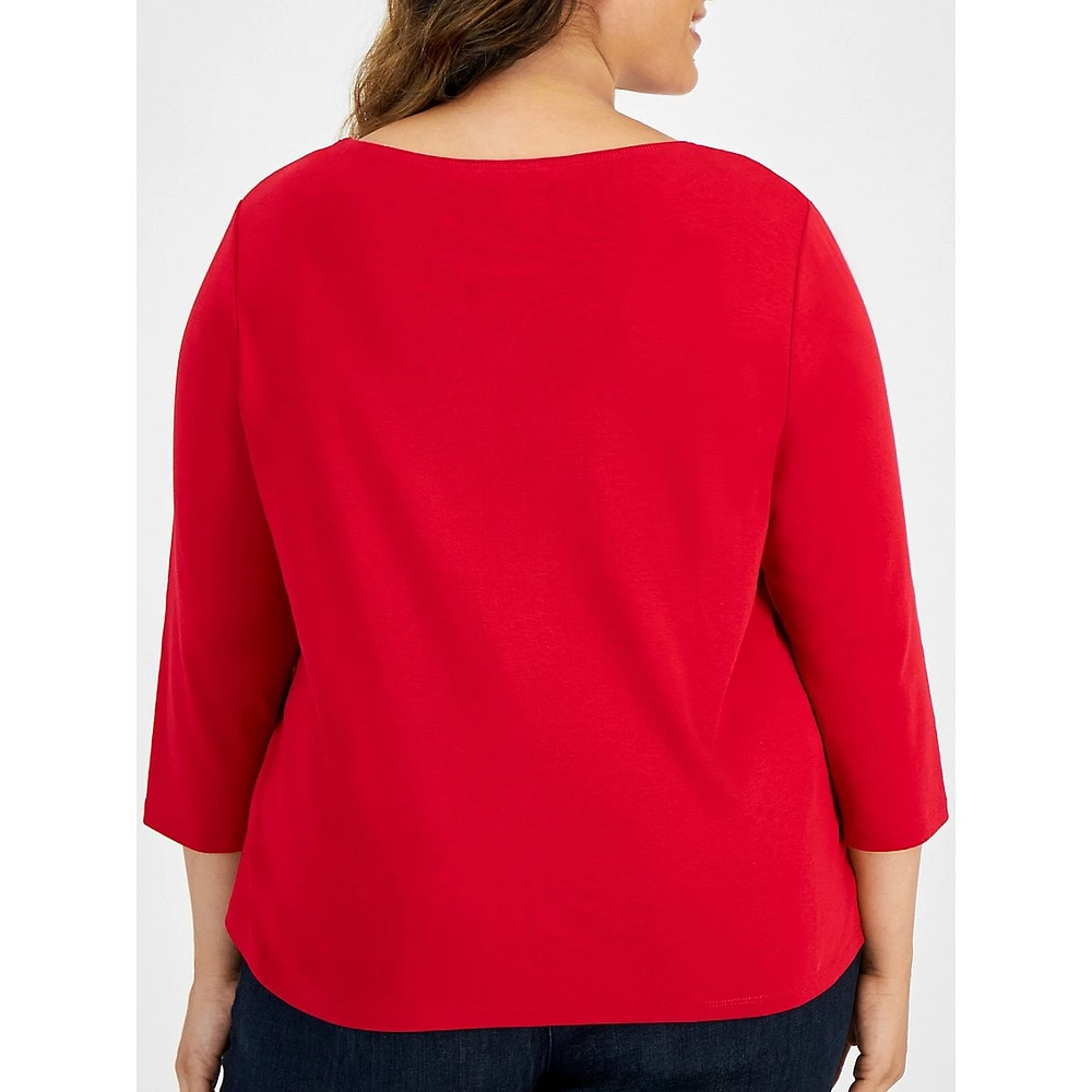 Plus Three-Quarter Sleeve Top