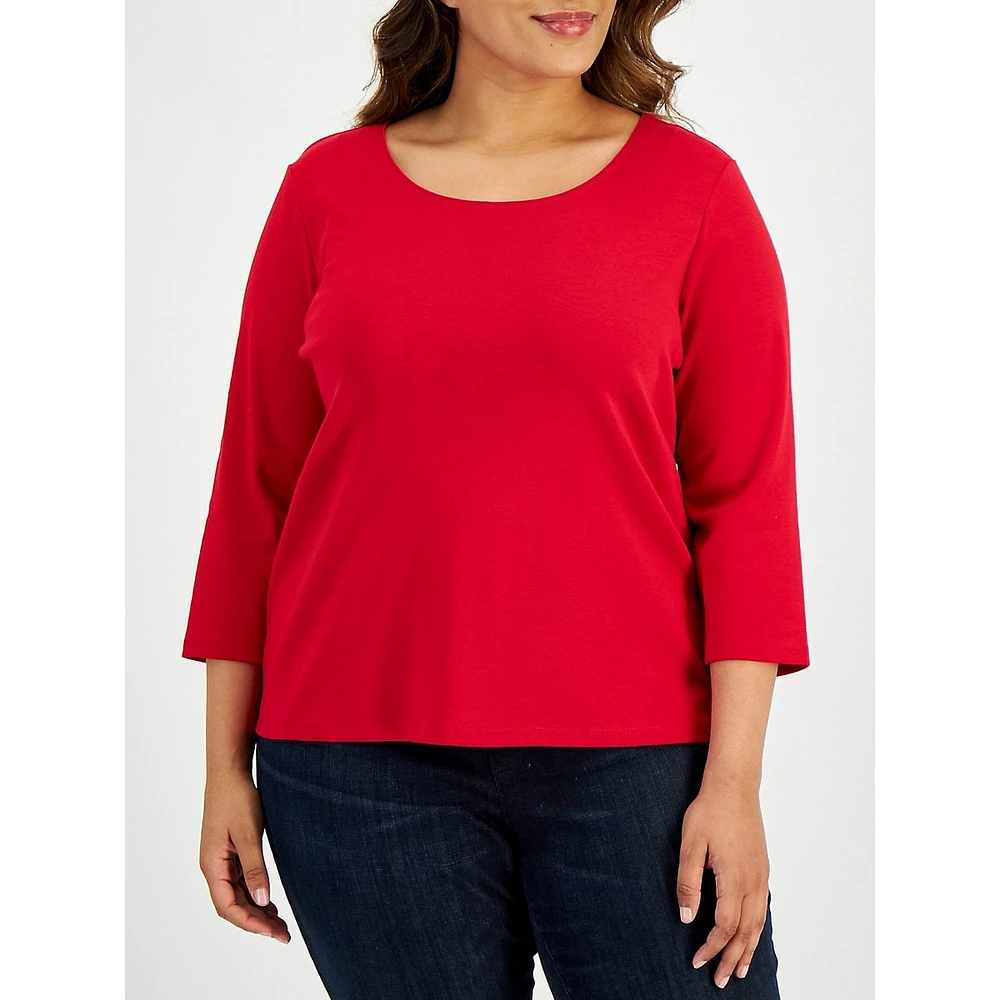 Plus Three-Quarter Sleeve Top