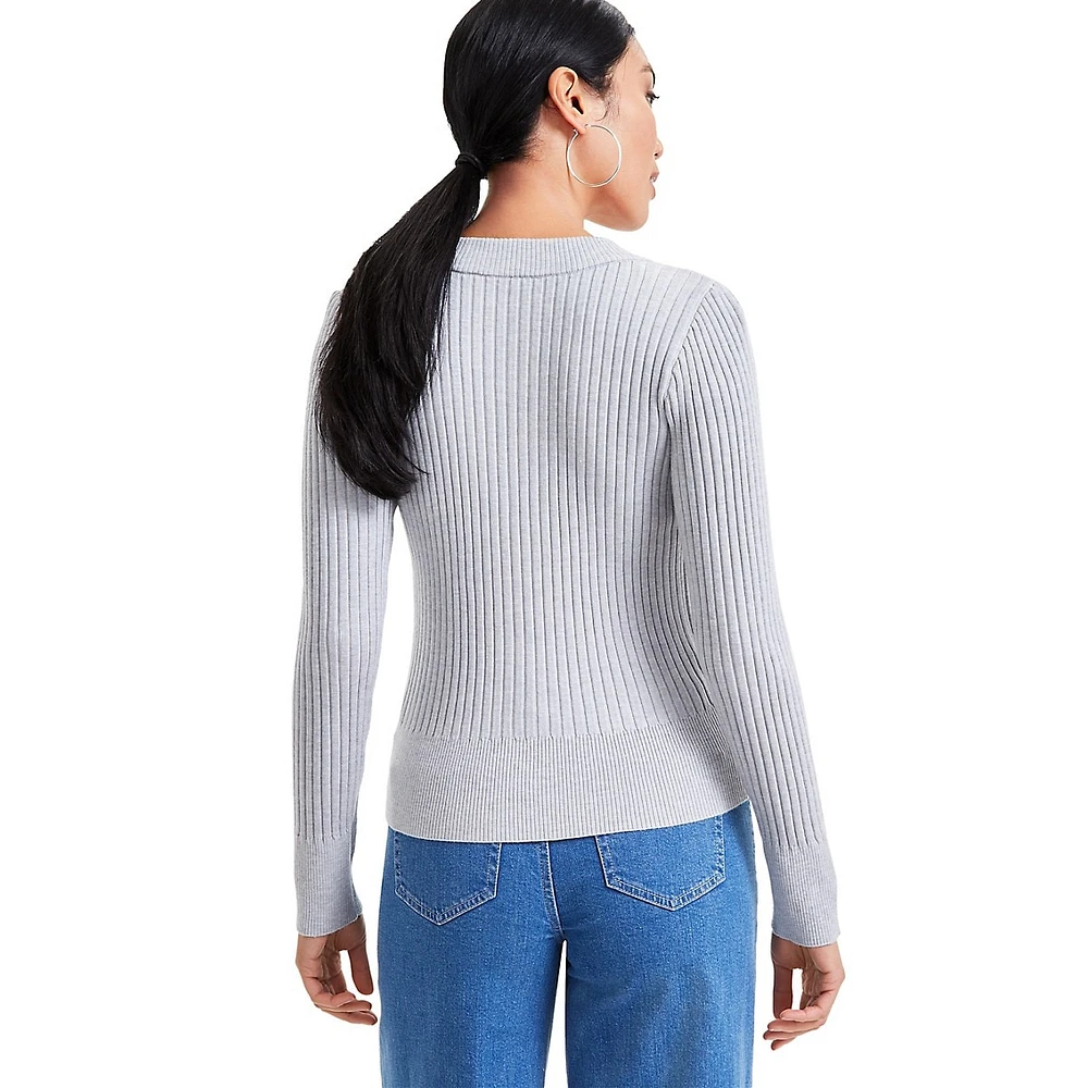 Ribbed V-Neck Sweater