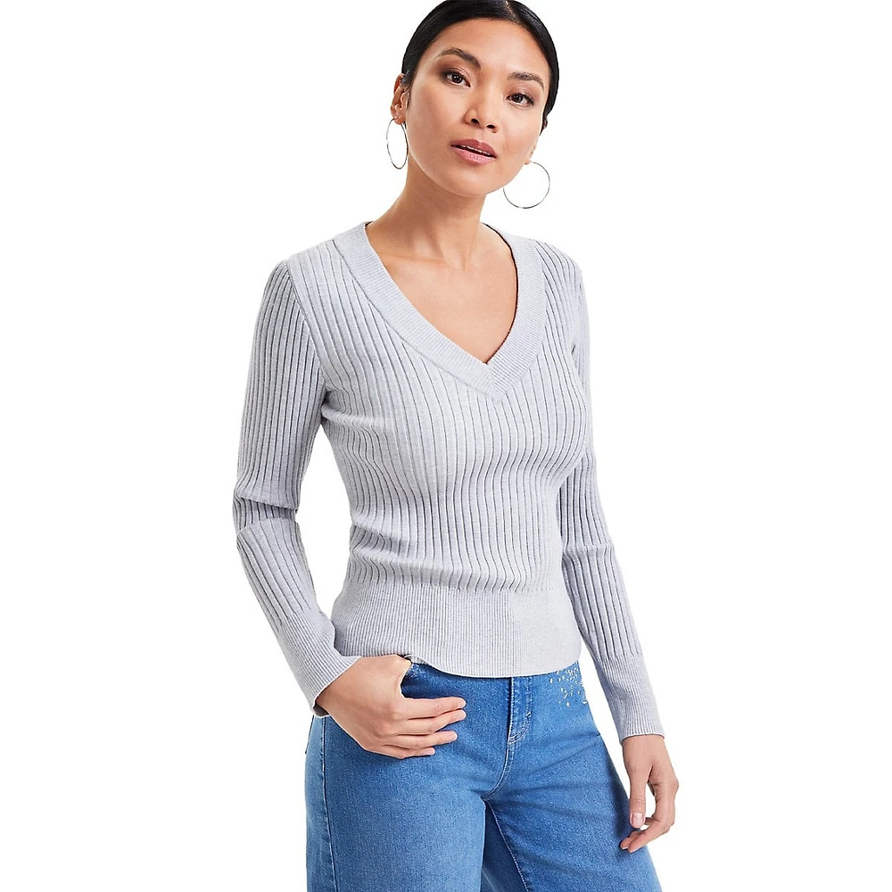 Ribbed V-Neck Sweater