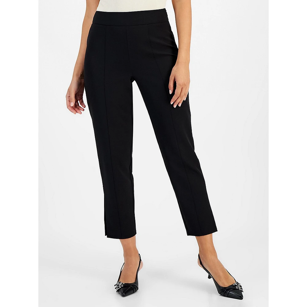 High-Rise Slit-Hem Cropped Pants