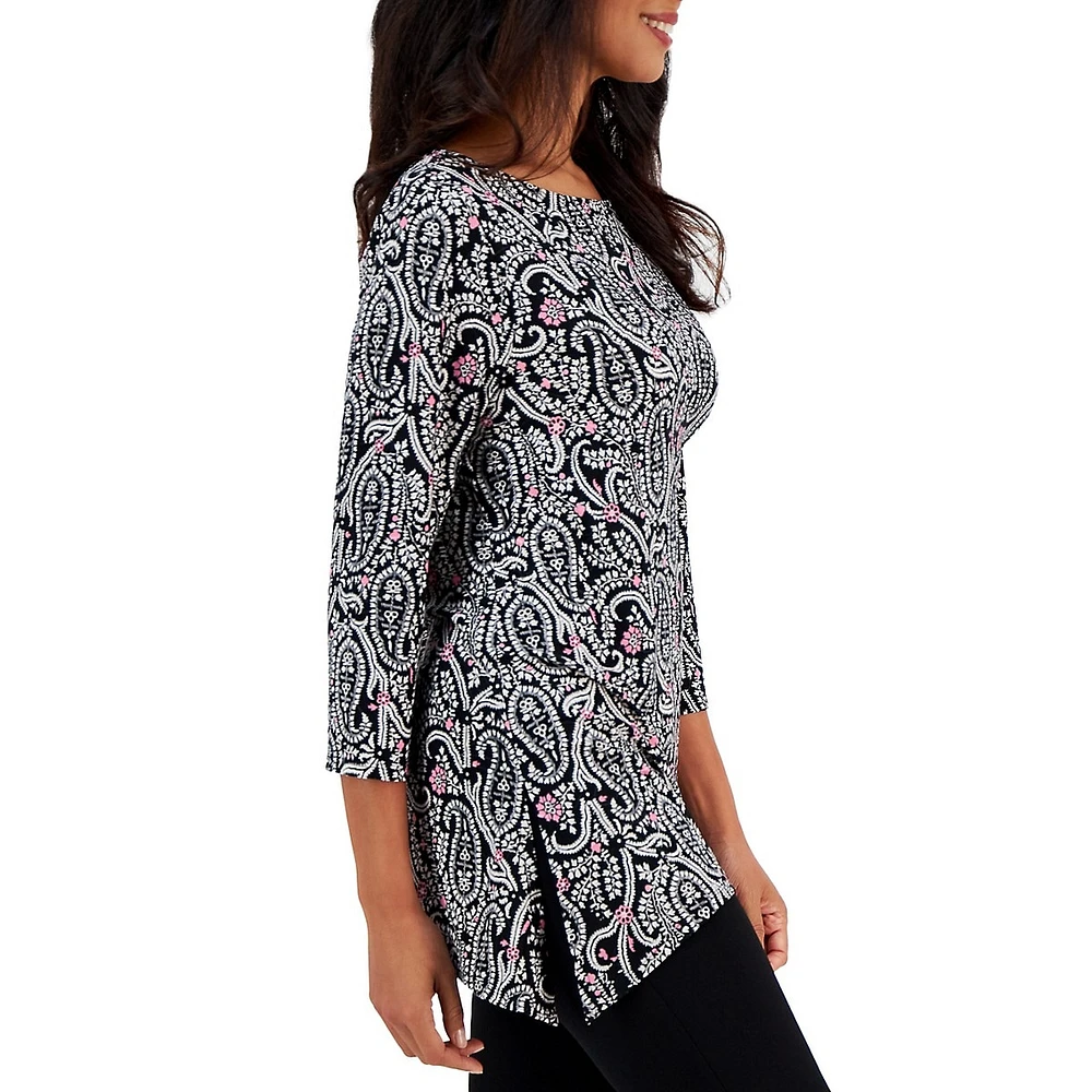 Paisley-Print Jacquard Swing Top