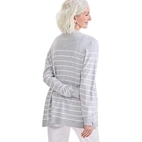 Striped Open-Front Cardigan