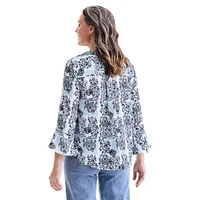 Plus Floral Pintuck-Pleated Tunic Top