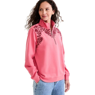 Quarter-Zip Embroidered Fleece Pullover