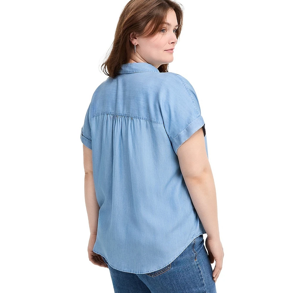 Plus Tencel Chambray Camp Shirt