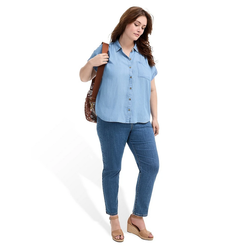 Plus Tencel Chambray Camp Shirt