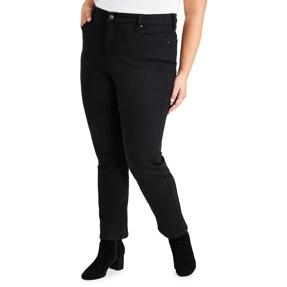 Plus High-Rise Straight-Leg Jeans