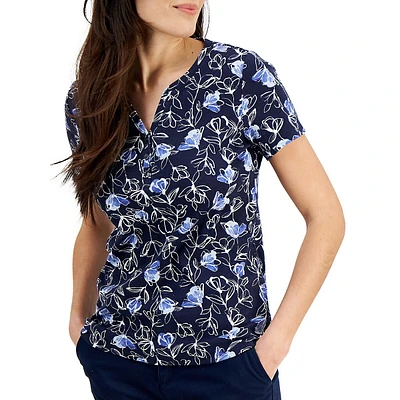 Petite Floral Henley Top