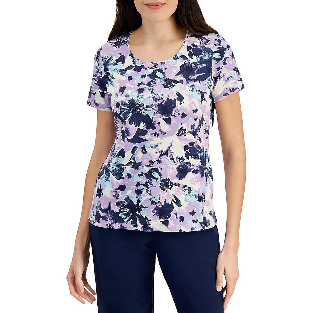 Petite Floral Short-Sleeve Top