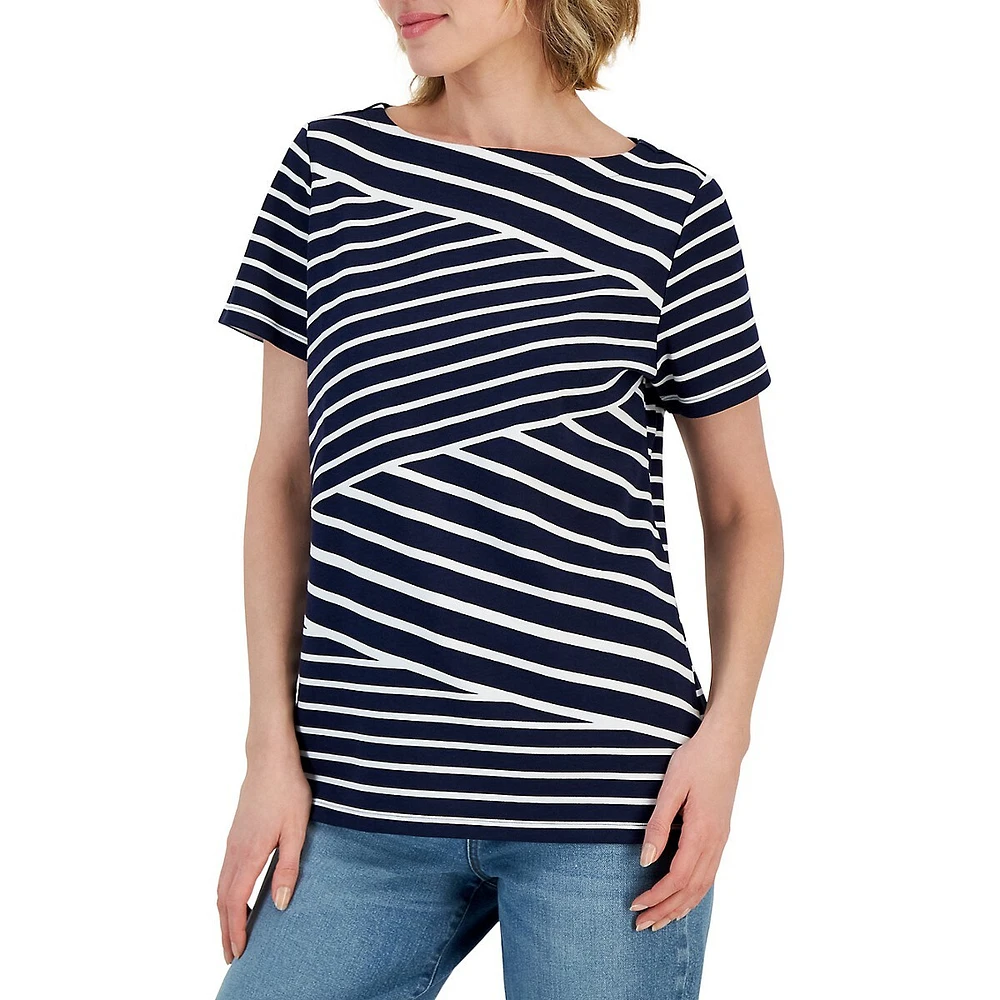 Petite Callie Asymmetrical Stripe Top