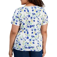 Plus Leaf-Print Short-Sleeve Shirt