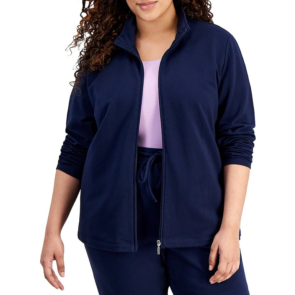 Plus Mockneck Zip-Front Jacket