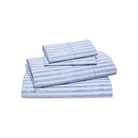 Watercolour Stripe 215 Thread Count Cotton Percale 4-Piece Sheet Set