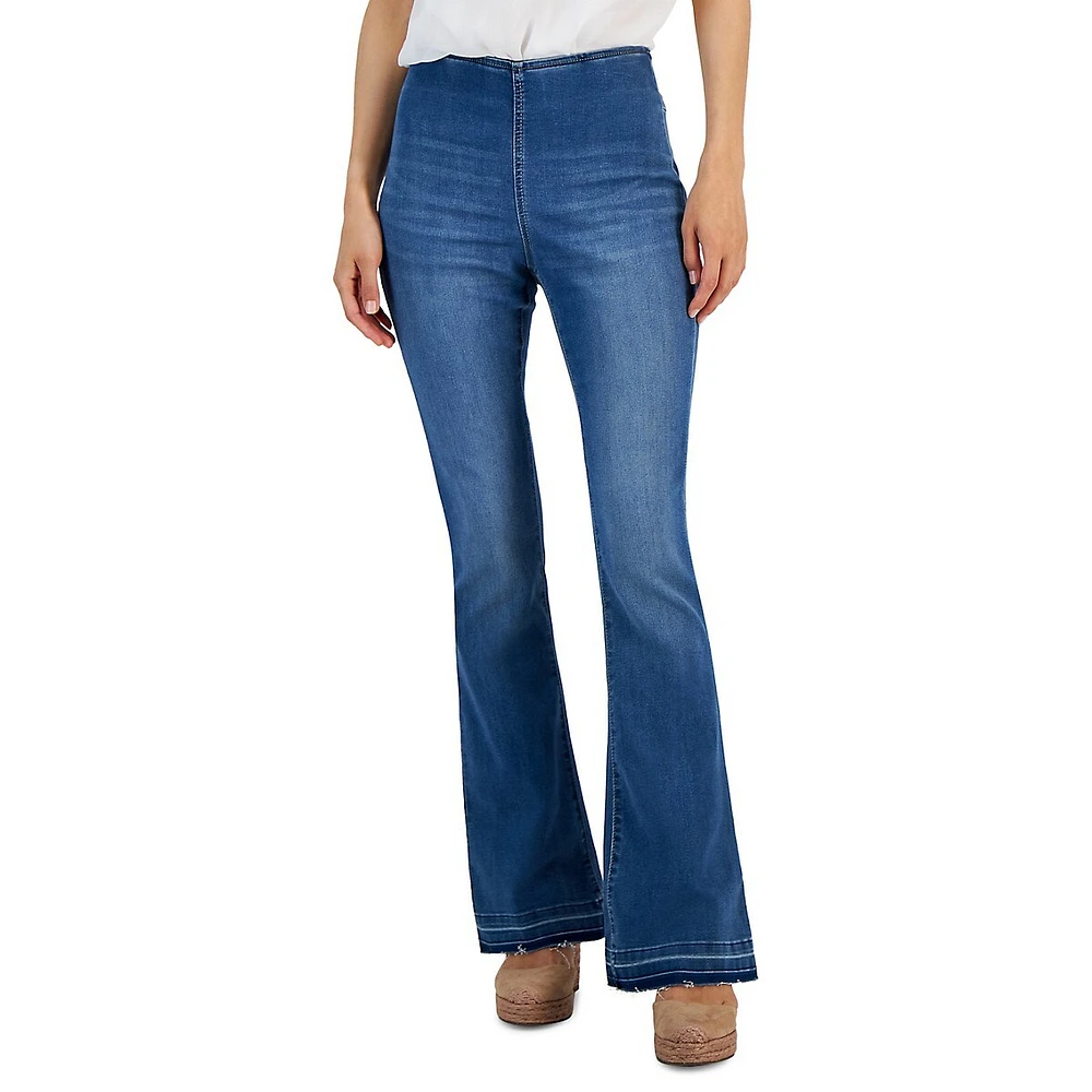 High-Rise Pull-On Flare Jeans