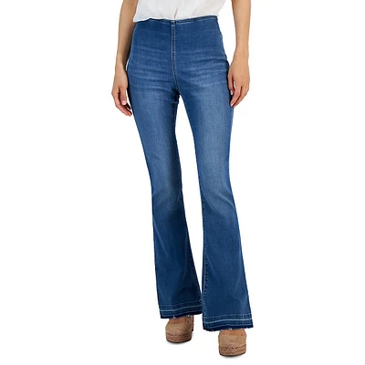 High-Rise Pull-On Flare Jeans