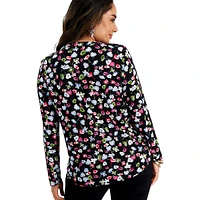 Petite Zip-Pocket Floral Tunic Top