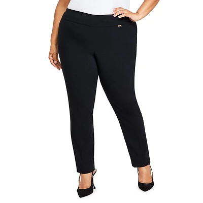 Plus Mid-Rise Tummy-Control Pull-On Pants