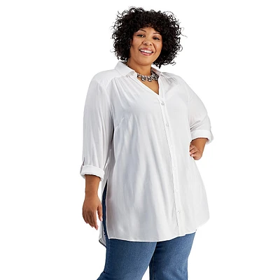 Plus Side-Slit Tunic Shirt