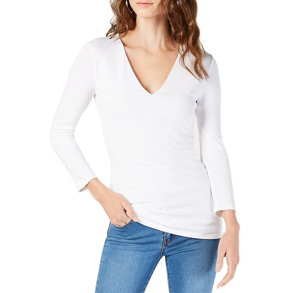 V-Neck Ribbed Top