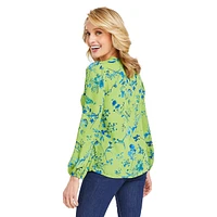 Floral-Printed Lace-Up Blouse