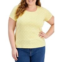 Plus Dot-Print Short-Sleeve Top