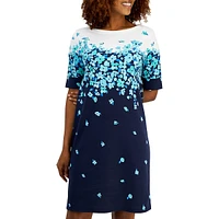 Petite Printed Boatneck Dress